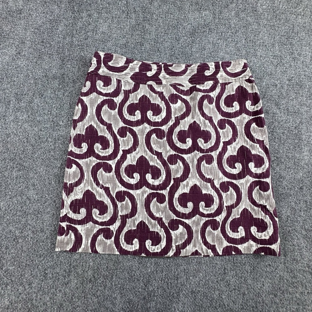 Ann Taylor Skirt Women's 8P Purple Gray Geometric Pencil Career Academic Office